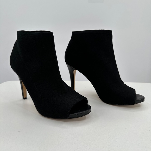 Fergalicious Stretch-Knit Sock Ankle Boots Stiletto Heel Open Toe sz 8.5 Bootie - Picture 5 of 11